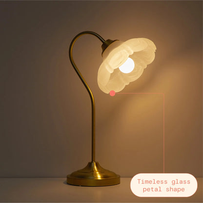 19" Gold Metal Table Lamp with Glass Petal Shade